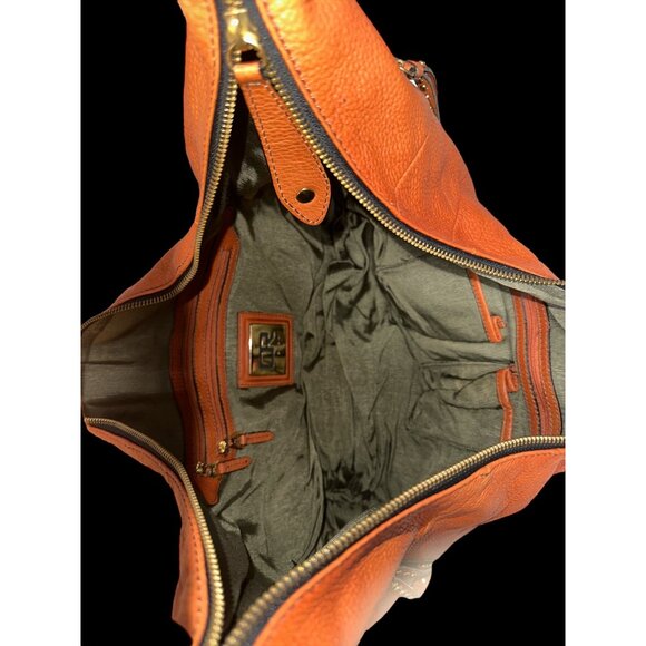 orYANY Jasmine Hobo Congac Pebbled Leather Shoulder Bag Slouchy Studded Tassels - Picture 9 of 12